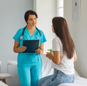 Nurse with patient